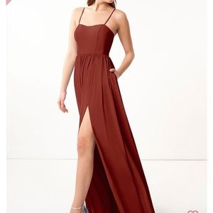 Azazie “Evonne” bridesmaid dress in Terracotta. Size 6